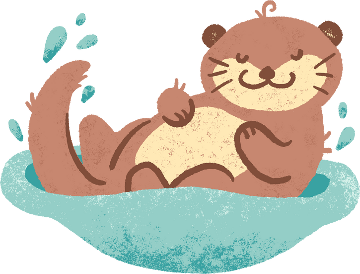 Handdrawn Textured Cute Otter